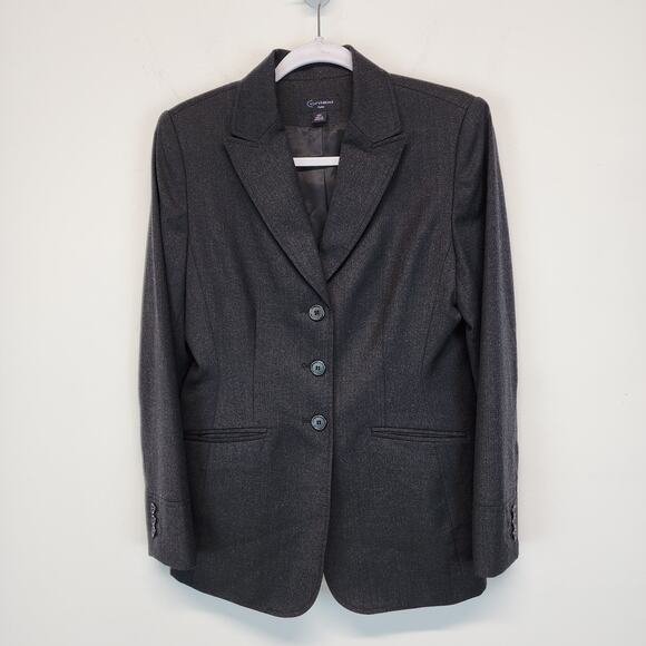 Vintage Wool Cashmere Blazer Size 10P Gray Office Career Tailored Fit Context - Picture 16 of 16